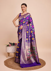 Lavender Colour Saree Looking Hot